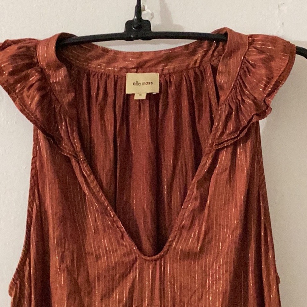 Ella Moss Silk Rust Sleeveless Blouse - Picture 2 of 9